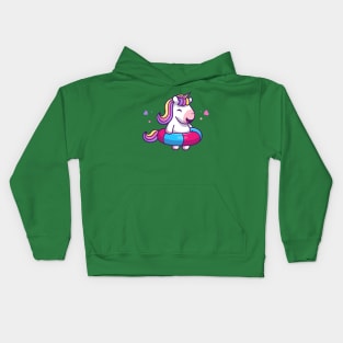 Cute Unicorn With Swimming Tires Cartoon Kids Hoodie